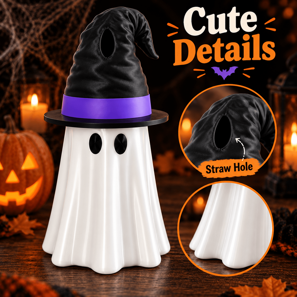 Ghost can holder with a 12 oz can, front view