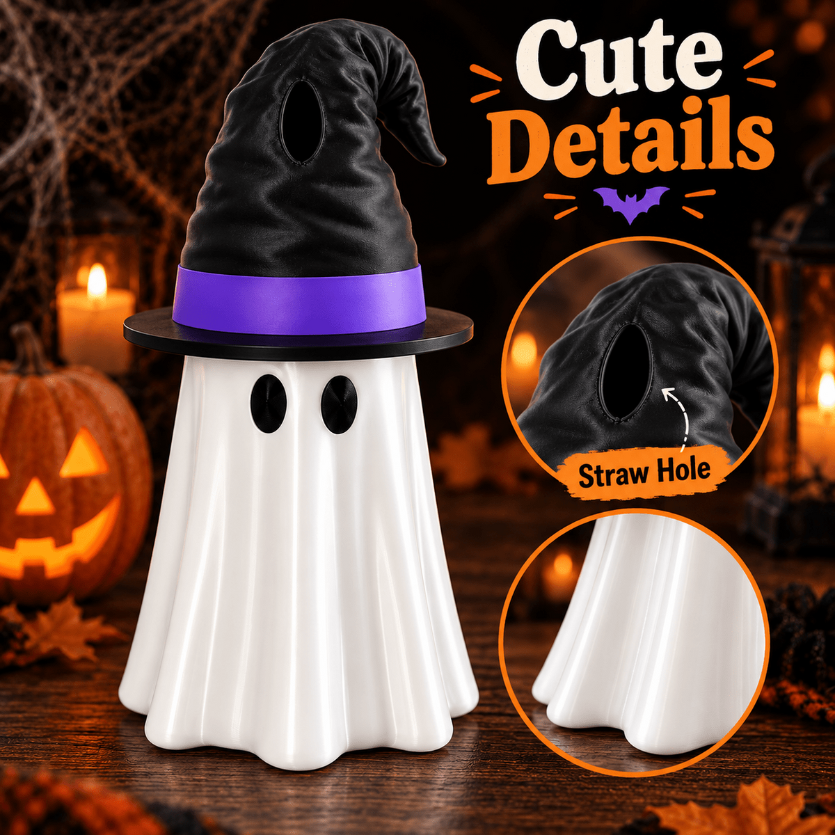 Ghost can holder with a 12 oz can, front view