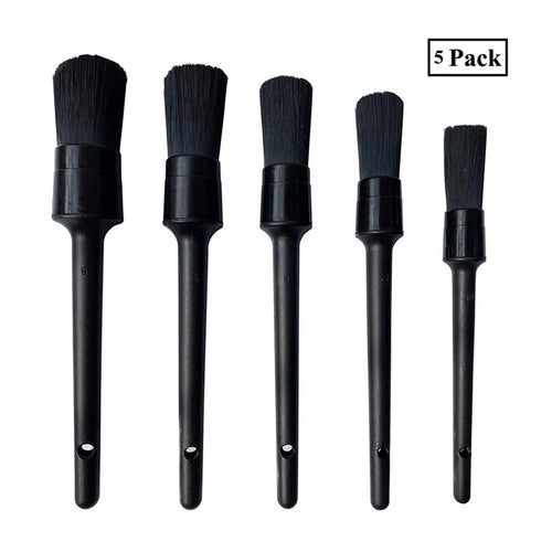 All five detailing brushes in the kit, sizes side by side