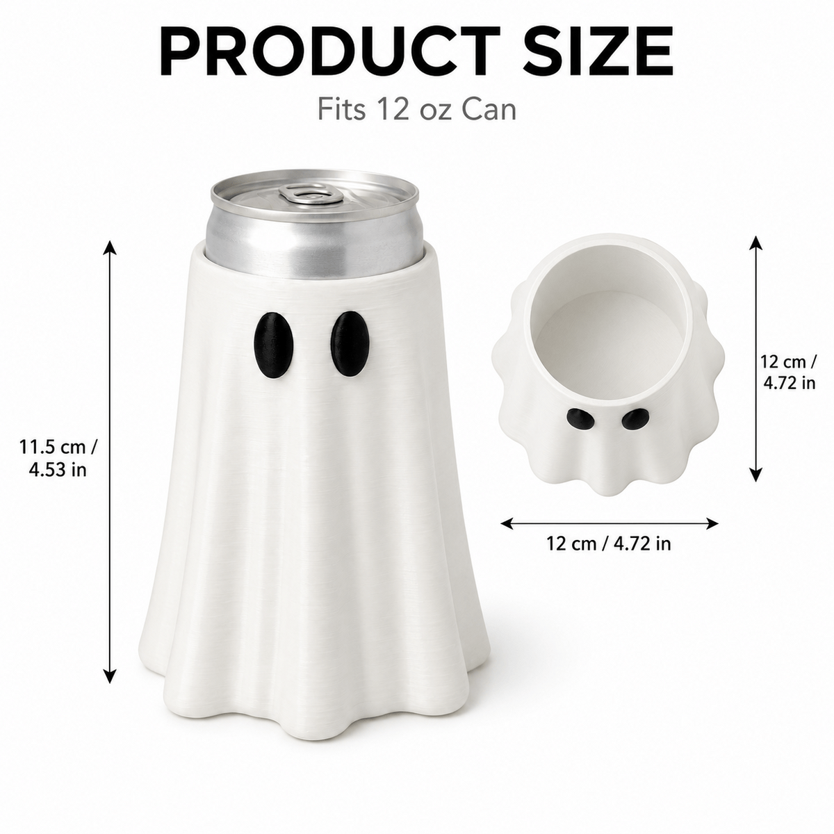 Size chart: fits a standard 12 oz can, 11.5 cm tall