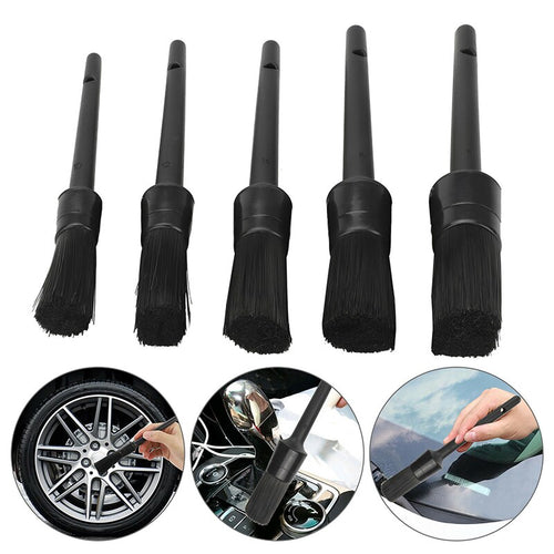 Five-brush set with wheel, vent, and trim cleaning uses